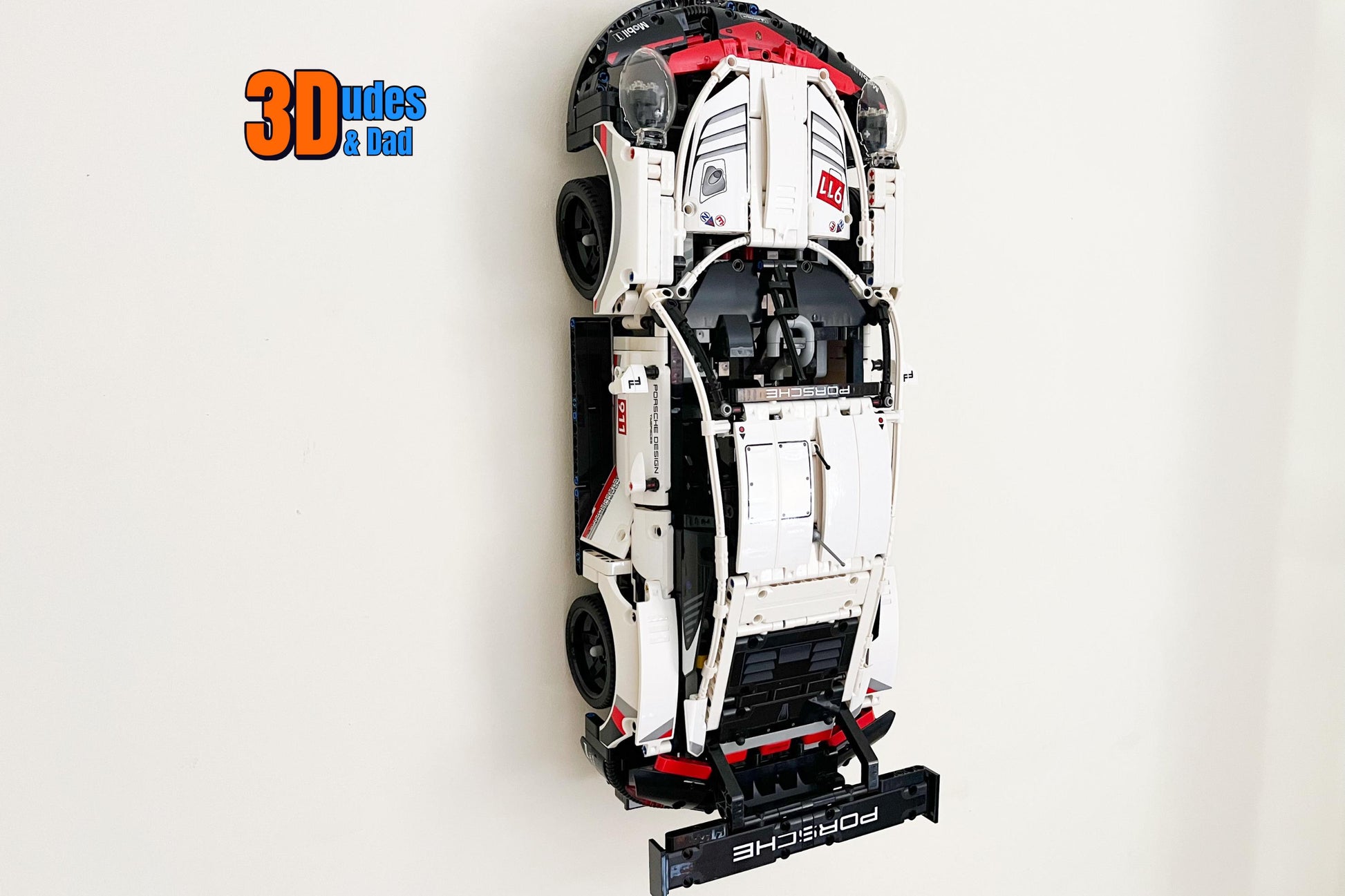 Wall Mount Bracket compatible with LEGO® Technic Porsche 911 RSR (set 42096) - 3Dudes & Dad